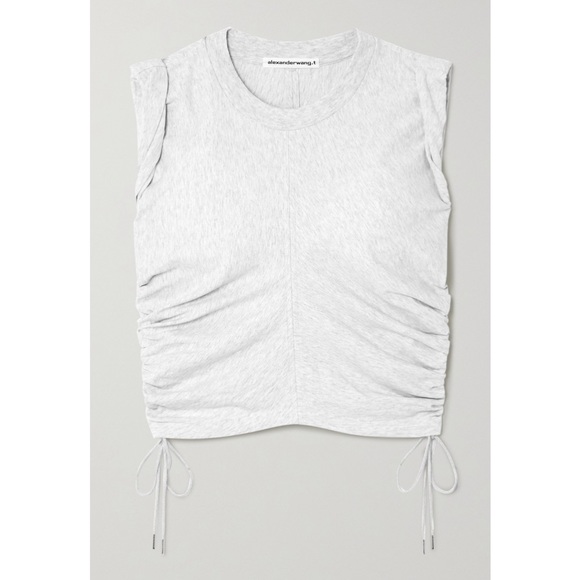 T by Alexander Wang Wash & Go Side-Tie Crop Top, Size S, Grey - Picture 1 of 9